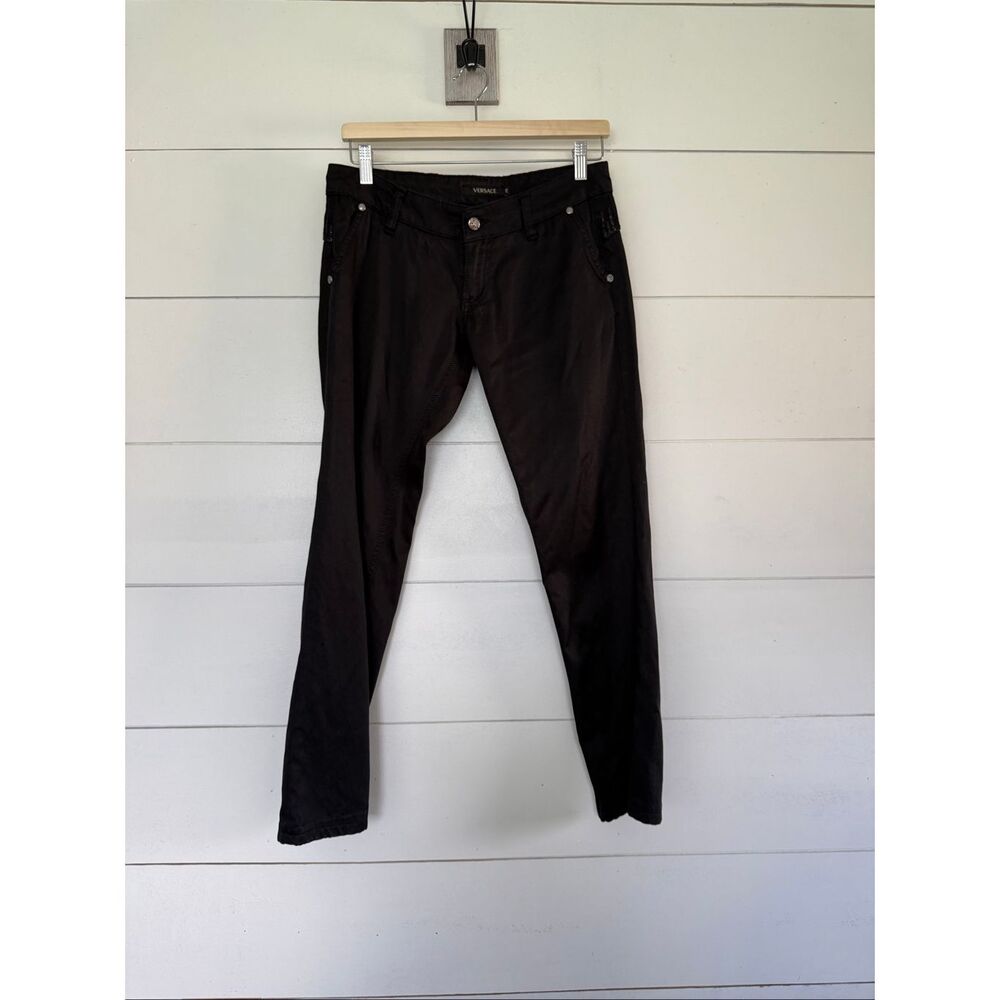 Versace Women’s 29 Black Sequin Pants Ankle Y2K 2000s